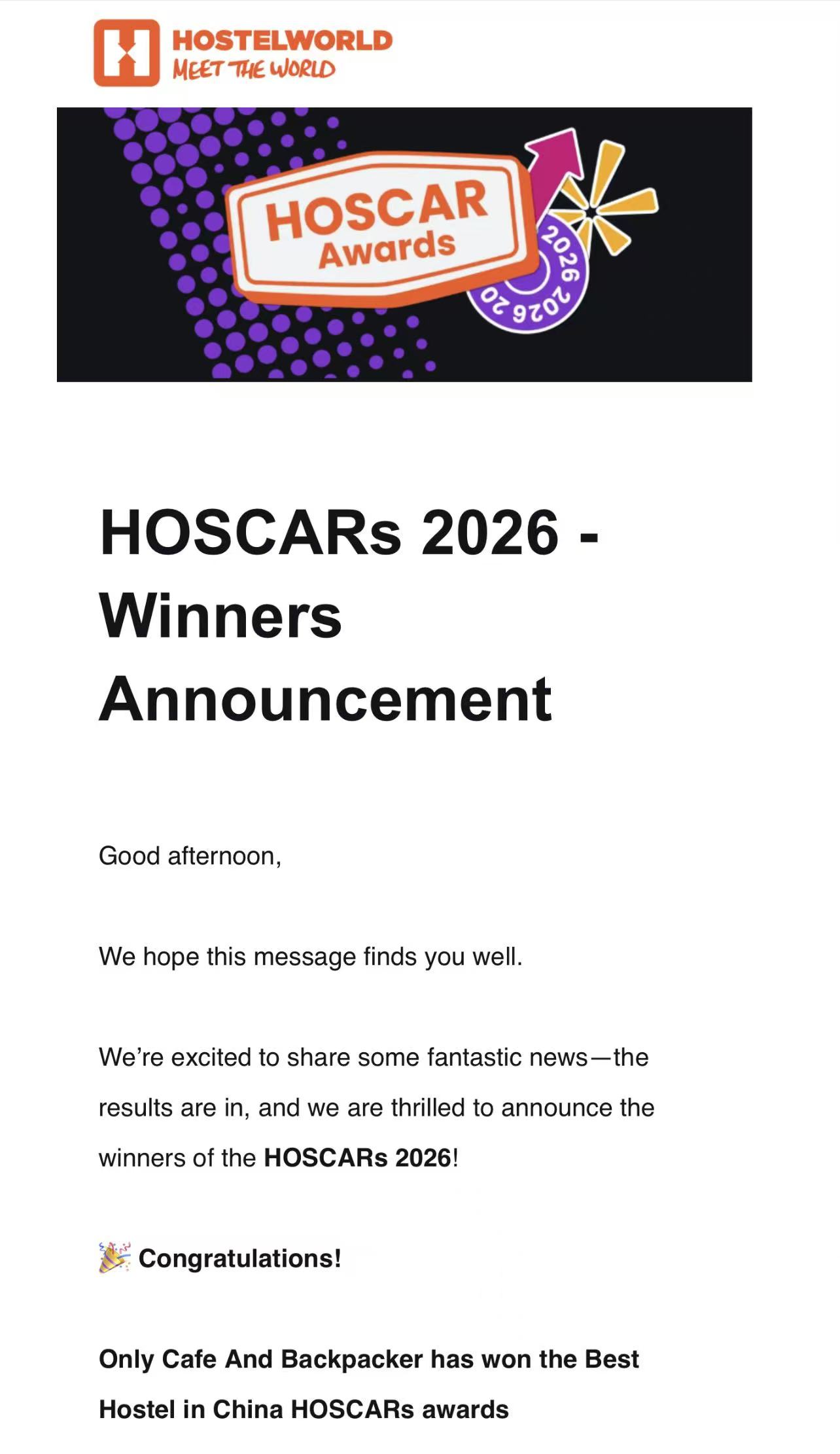 HOSCAR 2026